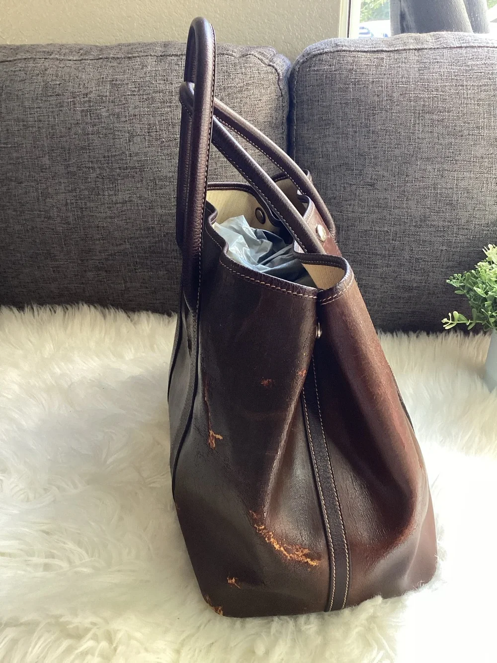 HERMES Amazonia Brown Buffalo Leather Garden Party MM Tote Bag